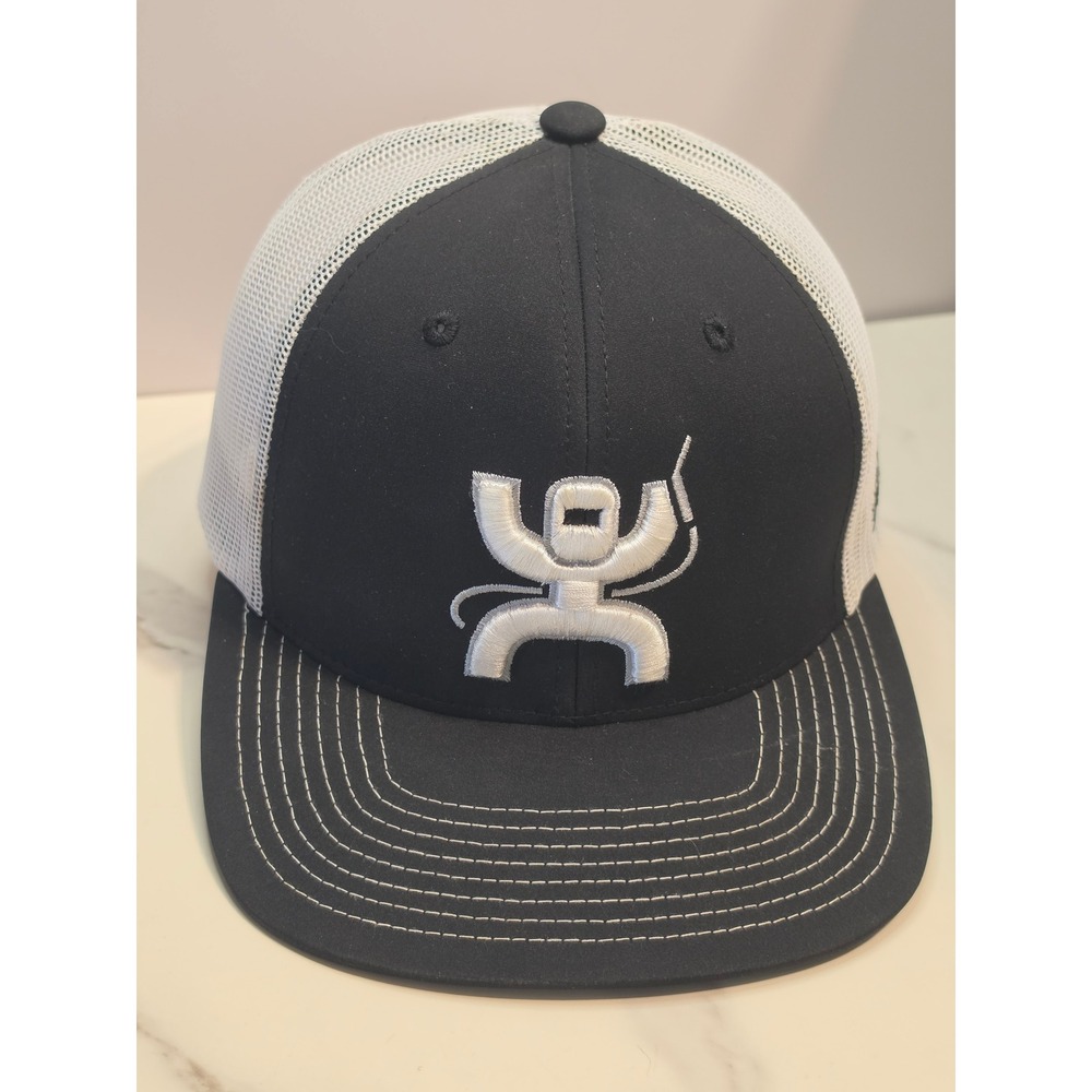 Hooey Black White Roughy Logo Mesh Snapback Trucker Hat Cap